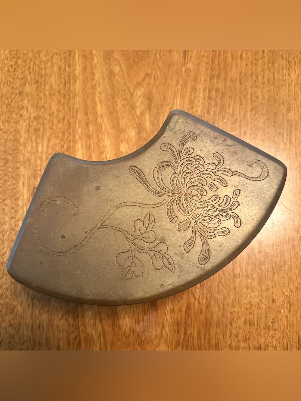 Vintage Etched Brass Trinket Jewelry Box Container Floral Design Dresser Decor